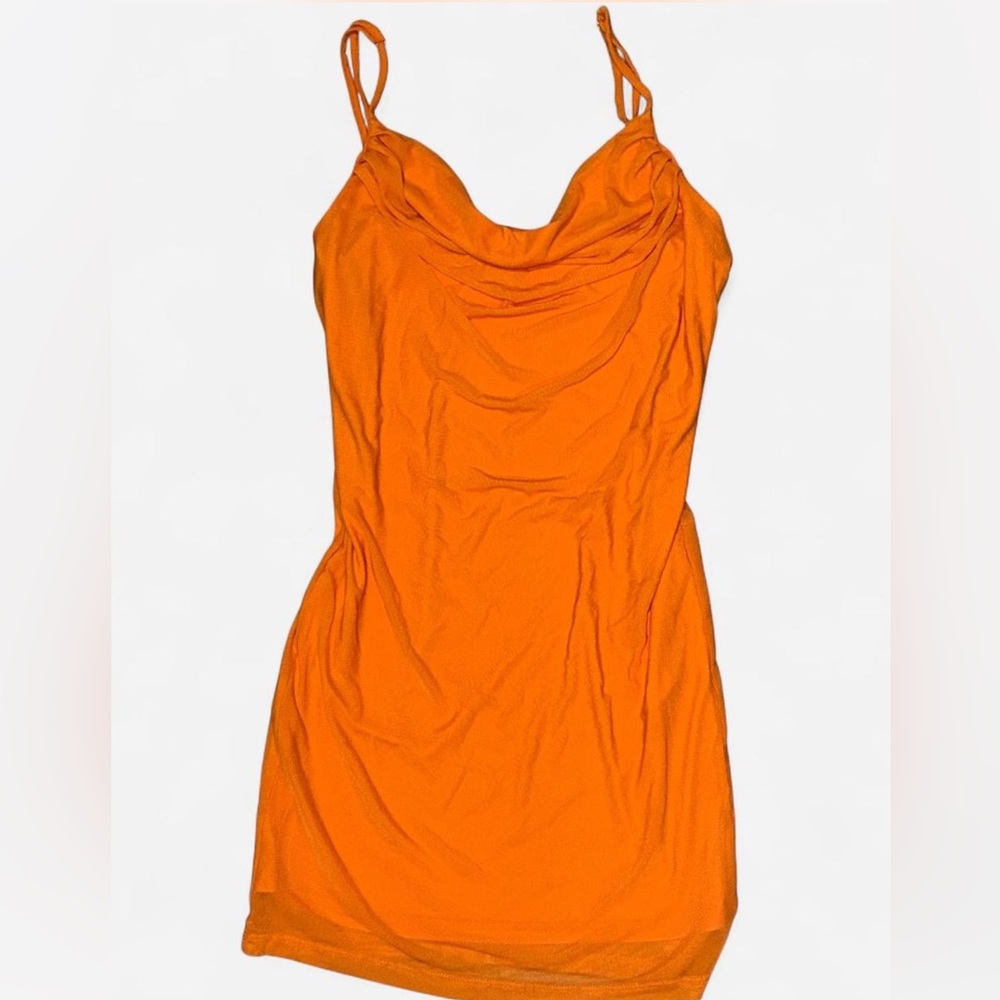 FOREVER 21 ORANGE COWL NECK MINI DRESS